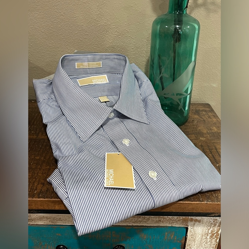 Michael Kors Men's Blue Stripe Dress Shirt, size XL, new!